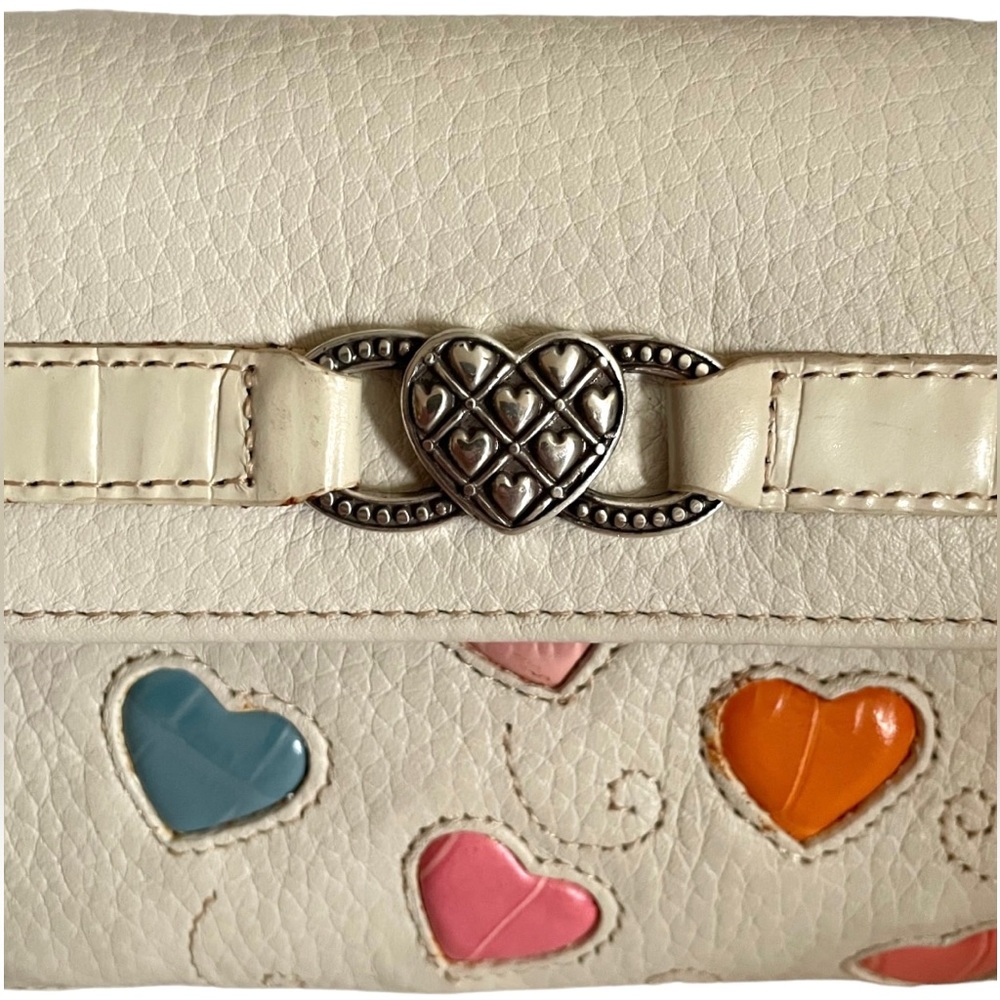 Brighton Fresca Beach leather colored hearts purse 'wallet' organizer - Picture 7 of 14